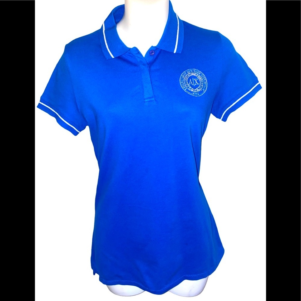 Armani Exchange Royal Blue Polo Style Top